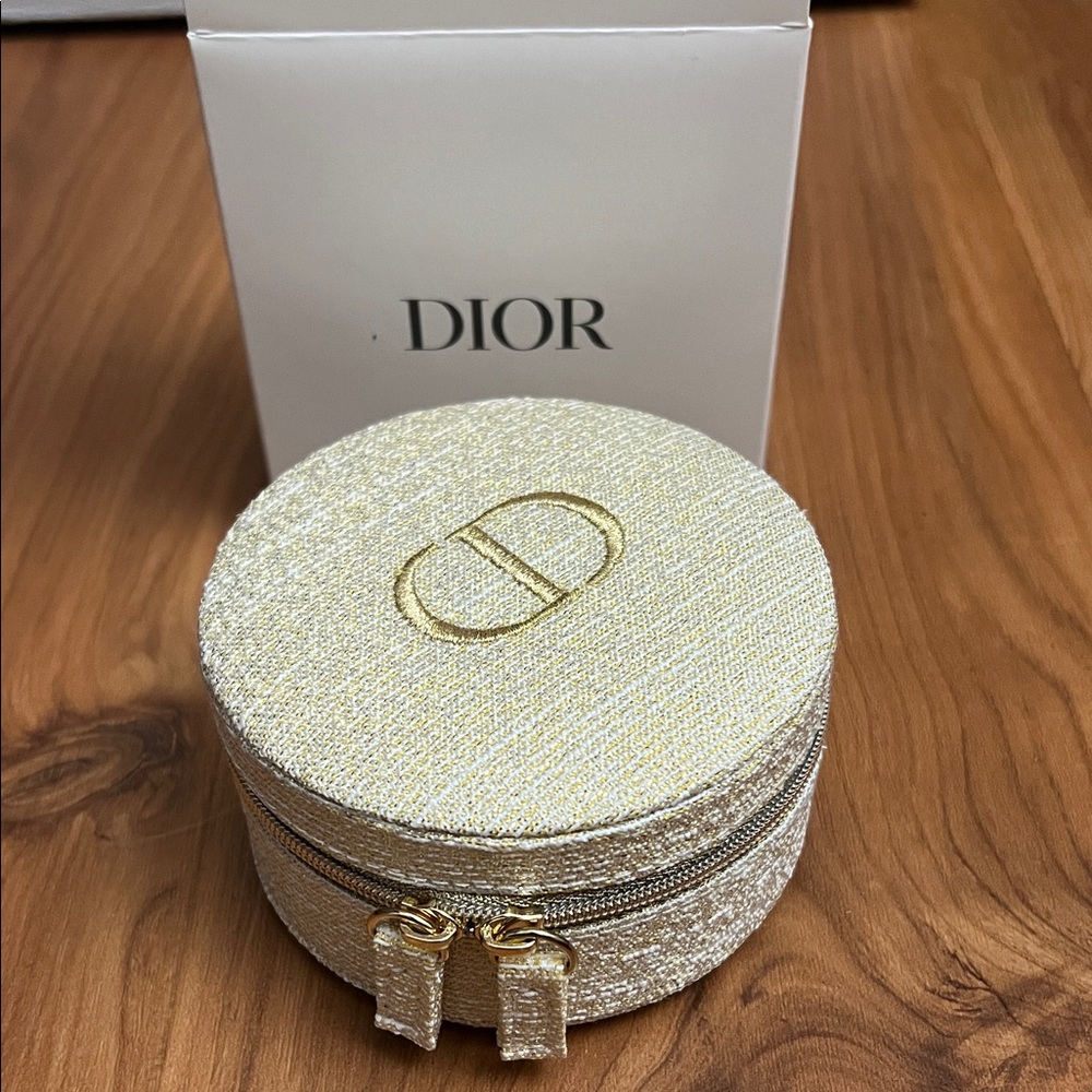 Dior Shimmering Gold Round Cosmetic Case